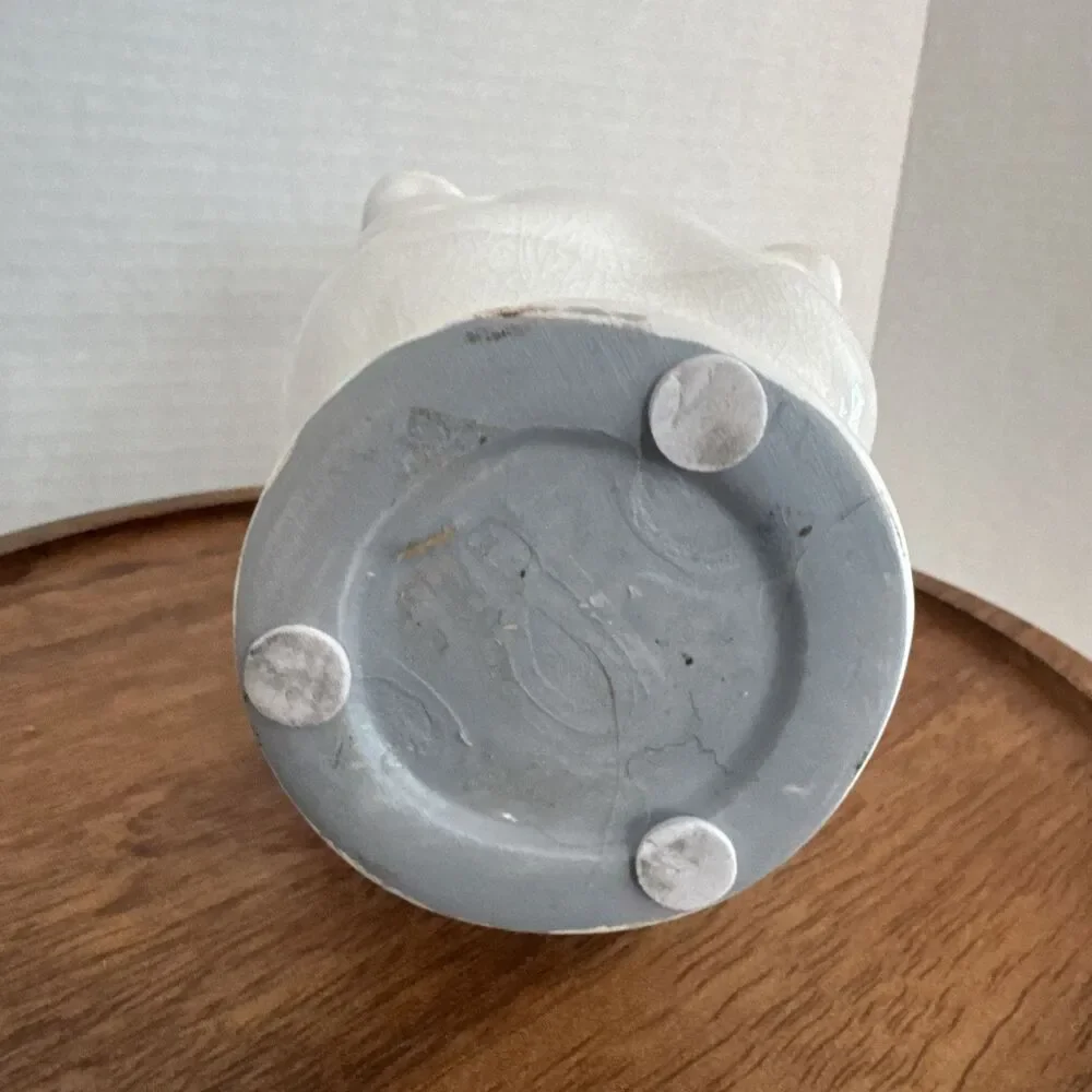 White Crackled Four Faces Vase Interesting Eye Catching